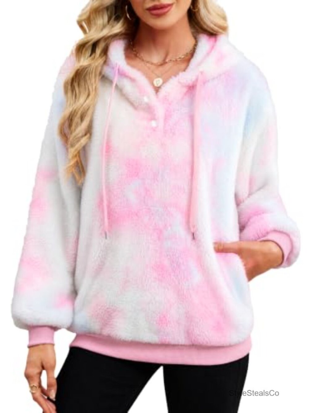 Sherpa Fleece Hoodie Womens Fuzzy Pullover Winter Sweatshirt With Pockets
